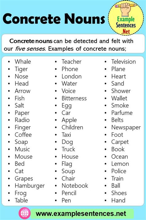 60 Concrete Nouns Examples and Expressions - Example Sentences ...