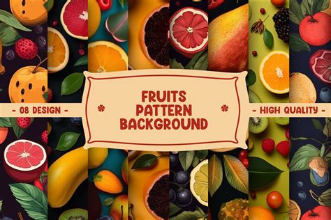 Seamless Fruit Pattern Background Set Graphic by PKDesign · Creative ...