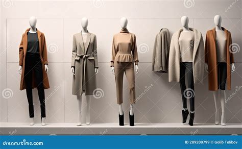 A Display of Mannequins Displaying Various Outfits Stock Image - Image ...