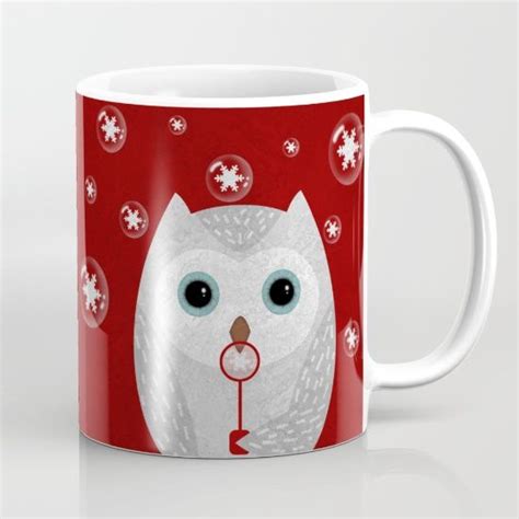 Christmas Owl Red Marble Coffee Mug by Absentis | Mugs, Christmas mugs, Christmas owls