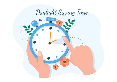 Daylight Savings Time Hand Drawn Flat Cartoon Illustration with Alarm Clock or Calendar from ...