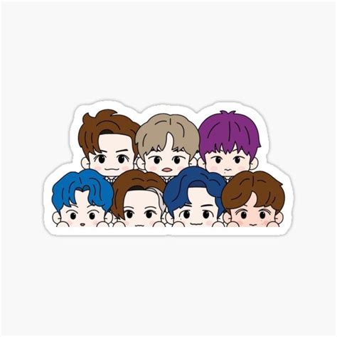 btt sticker with the faces of their respective members, all in ...