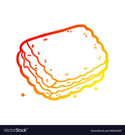 Warm gradient line drawing cartoon biscuit Vector Image