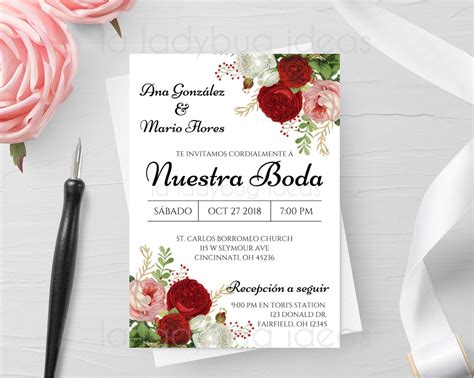 Invitación de boda para editar/imprimir. Invitación boda en español ...