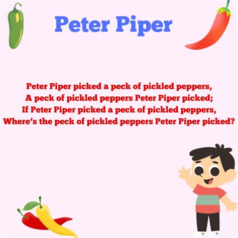 Peter Piper Printable Lyrics, Origins and Video