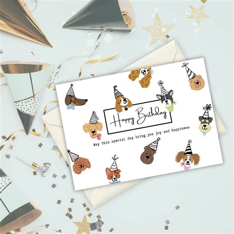 Dog Birthday Card Printable, Cute Canine Greeting Card, Birthday Card ...