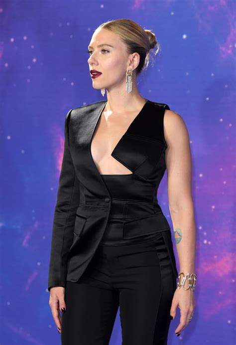 Scarlett Johansson Black Suit at Avengers Endgame Red Carpet | POPSUGAR Fashion Photo 24