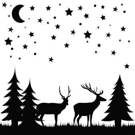 Premium Vector | Black silhouette of a deer in the forest