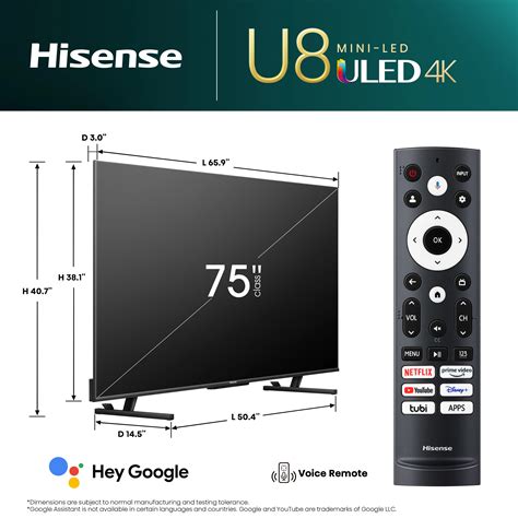 Hisense 75" U8 Series Mini-LED ULED 4K Google TV (75U8K)