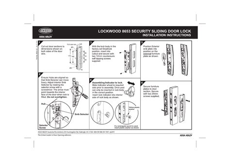 8653 Sliding Door Lock Installation Instructions (, MB), 40% OFF