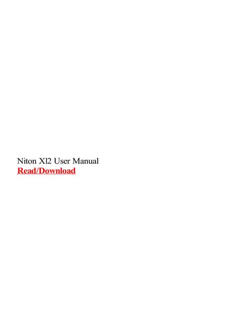 Niton Xl2 User Manual | Technology | Computing