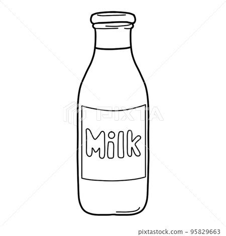 Hand drawn sketch of milk bottle. Line drawing.... - Stock Illustration ...