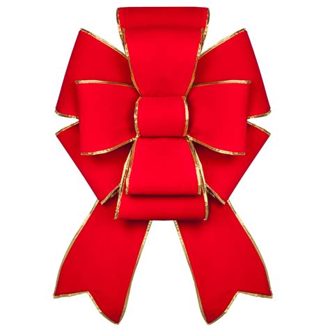 Red with Gold Trim Blooming Puff Velvet Christmas Bow