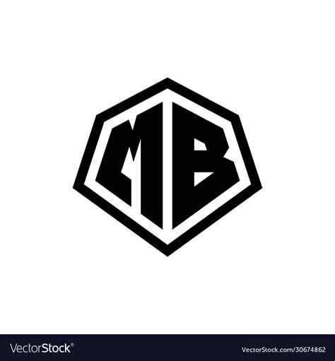 Mb monogram logo with hexagon shape and line Vector Image