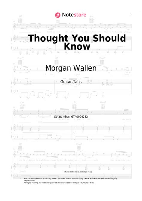 Thought You Should Know tabs guitar Morgan Wallen in Note-Store.com | Guitar.Tabs SKU GTA0099282