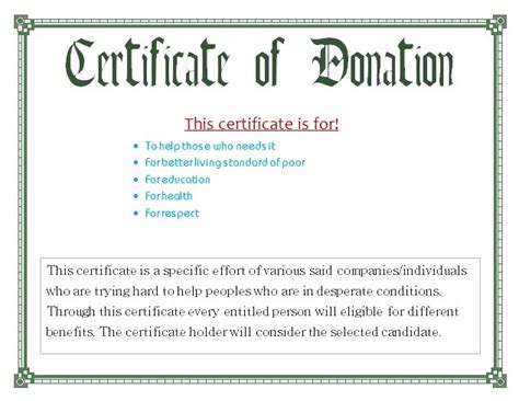 Donation Certificate Templates | 10+ Free Printable Word & PDF Samples ...