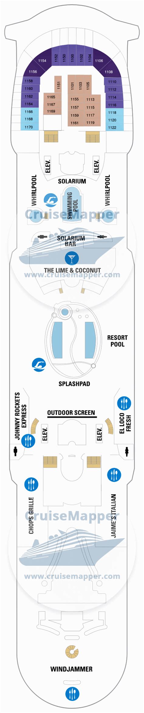 Navigator Of The Seas deck 11 plan | CruiseMapper