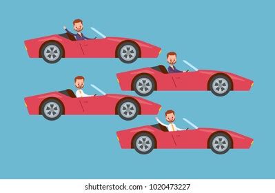 Drives Car Wheel Waving His Hand Stock Vector (Royalty Free) 1047975823 | Shutterstock