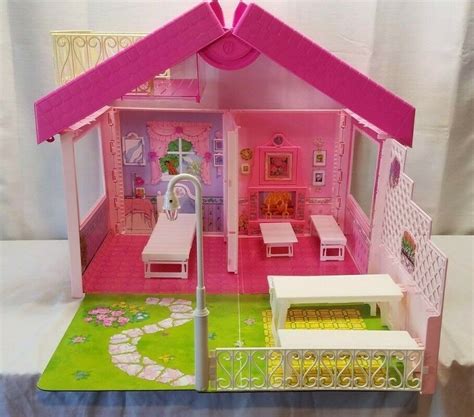 Vintage 1990s Barbie Mattel Fold N Fun Up Out Doll House Carry Case Furniture #Mattel | Barbie ...