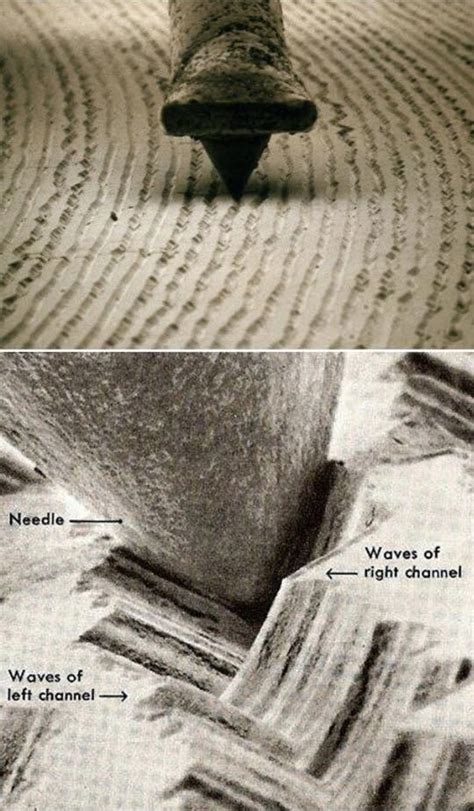 Microscopic photo of vinyl record grooves