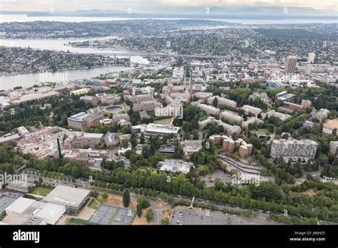 Aerial view of University of Washington, Seattle, Washington State, USA ...