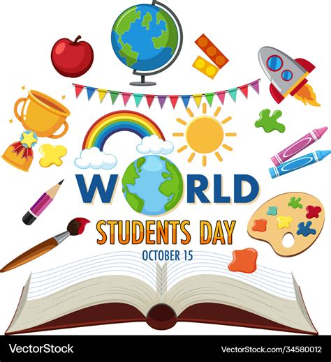 World students day logo or banner with student Vector Image