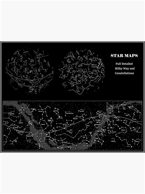 STAR MAPS MILKY WAY And CONSTELLATIONS : Night Sky Print Premium Matte ...