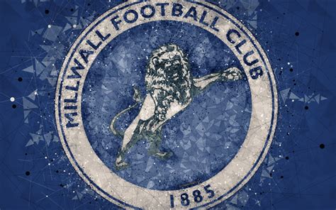 Download wallpapers Millwall FC, 4k, geometric art, logo, blue abstract ...