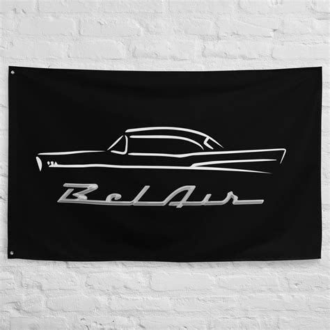 1957 Chevy 57 Belair Bel Air Outline Antique American Collector Car Gift Garage Office Man Cave ...