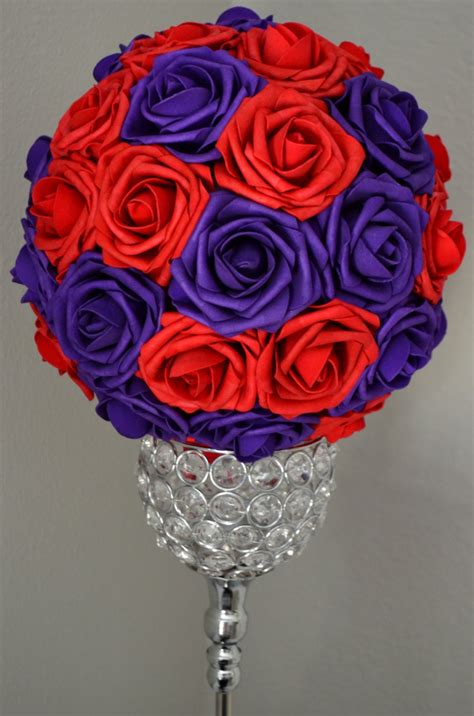 PURPLE and RED Flower Ball Mix. Wedding Centerpiece. Kissing - Etsy