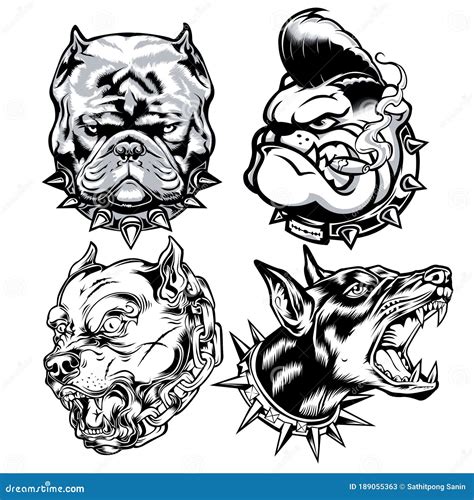 Dog Head Pitbull Logo Mascot Annimal Drawing Vector Stock Vector - Illustration of bike, tattoo ...