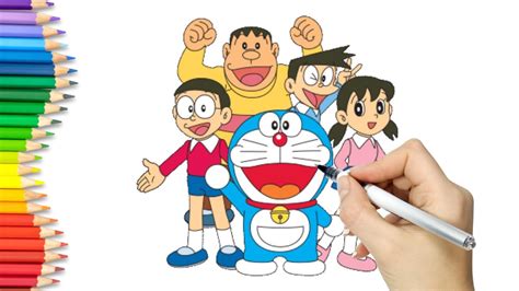 How to draw Doraemon and his Friends | Draw Nobita, Shizuka, Suneo ...