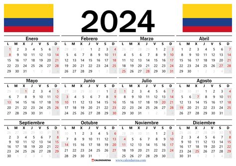 Calendario 2024 Colombia Con Festivos Grande - Mora Lenora