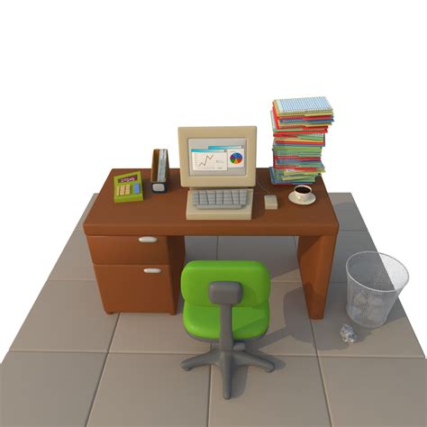 3d cartoon office desk model