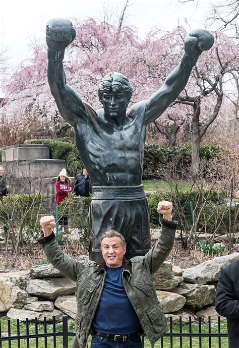 Sylvester Stallone Visits Rocky Statue in Philadelphia | Rocky sylvester stallone, Sylvester ...