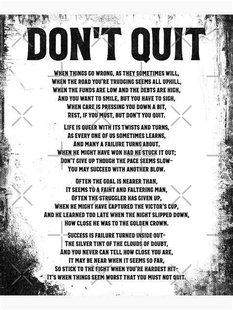 "Don't Quit Poem Powerful Motivational " Mounted Print for Sale by ...