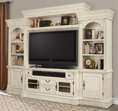 Fremont Antique Burnished White 4Pc Entertainment Wall from Parker ...