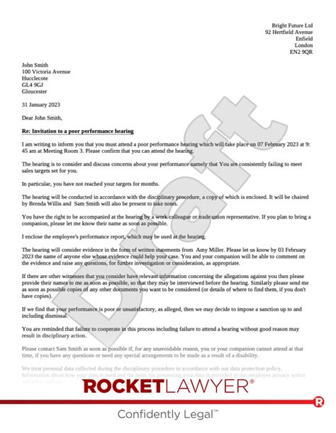 Warning Letter To Employee For Poor Performance Uk Law - Infoupdate.org