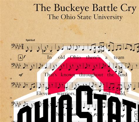 The Ohio State University Buckeyes Battle Cry Fight Song Sheet - Etsy