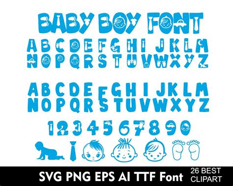 Baby Font SVG Baby Alphabet Svg Png Eps TTF Font Baby Boy Clipart Letters for Cricut Svg Png Eps ...