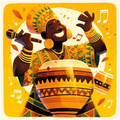 Premium Vector | Guinean Man in Traditional Balafon Players Outfit