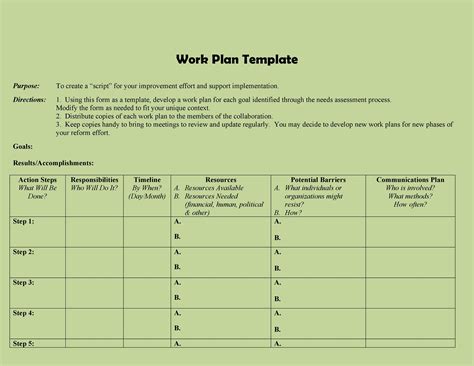 Work Plan - 40 Great Templates & Samples (Excel / Word) ᐅ TemplateLab