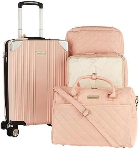 Amazon.com | Samantha Brown Hardside Case, Quilted Satchel and Cubes 4-piece Set -Blush ...