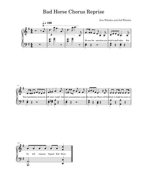 Bad Horse Chorus Reprise - Dr horribles sing-along blog Sheet music for Piano (Solo) | Musescore.com