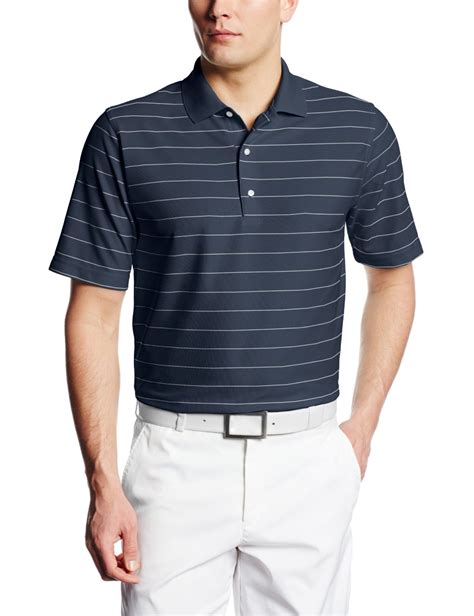 Greg Norman Mens ProTek Micro Pique Stripe Golf Polo Shirts