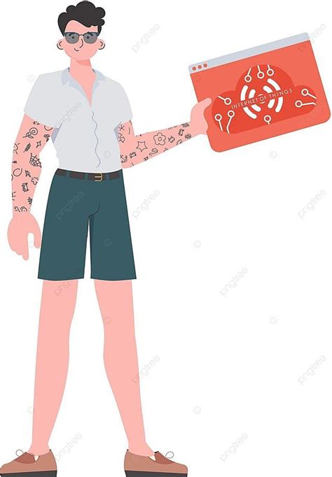 Iot Logo Held By Man In Flat Illustration Vector, Logistics, Global ...