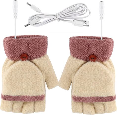 USB Heated Gloves Women's & Men's Winter Warmer Gloves Mitten Full & Half Fingerless Laptop ...