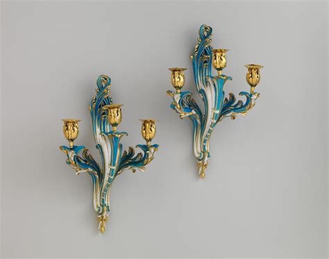 Sèvres Manufactory | Pair of three-light wall sconces (Bras de cheminée) | French, Sèvres | The Met