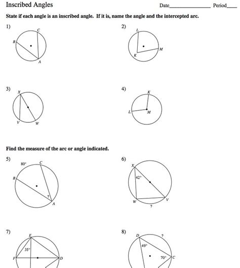 Central And Inscribed Angle Worksheet – E Street Light