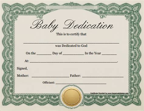 FREE 8+ Sample Printable Baby Dedication Certificate Templates in PDF ...